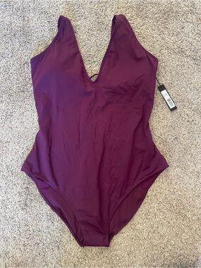 TA3 Plungey One-Piece Swimsuit Aubergine 4X Regular/Long Shaping NWT